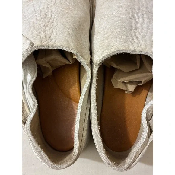 Birkenstock Artisanal Off White Pebbled Leather Button Slip On Loafers 8 Shoes - Picture 8 of 11